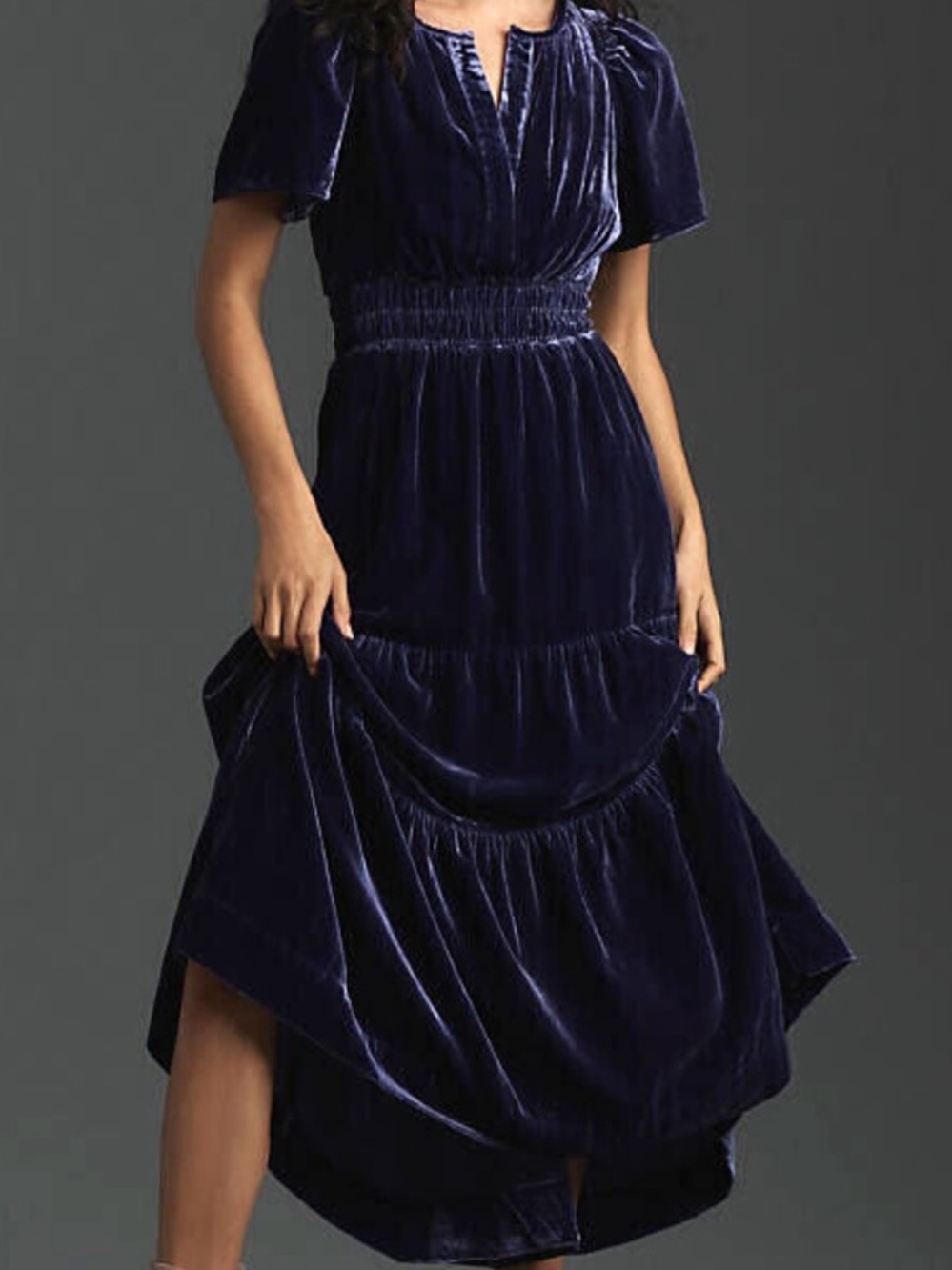 Anthropologie velvet somerset dress, royal blue/navy, Medium
